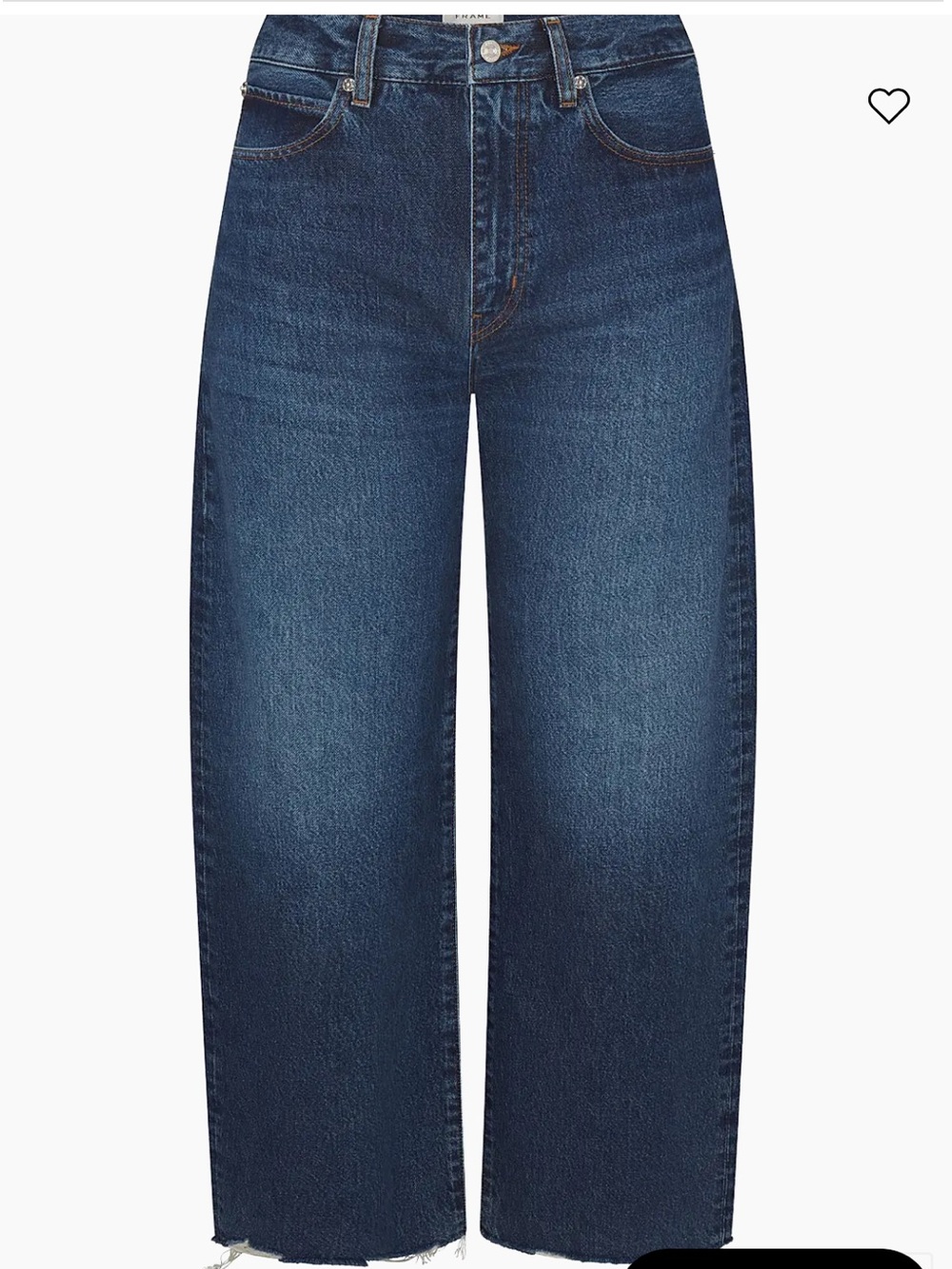 NWT Frame “The Bow” High-Rise subtle barrel Jeans in “acumen new fray” wash, 31